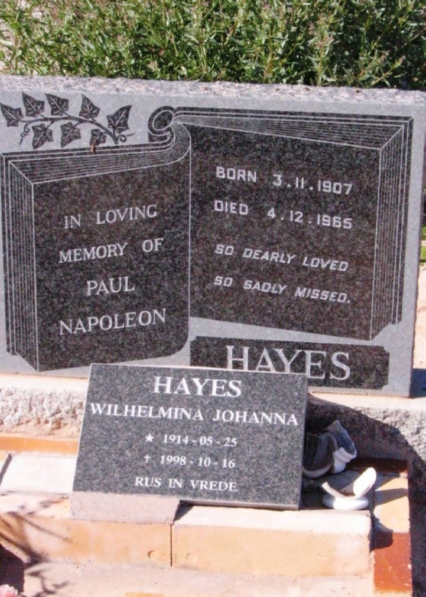 HAYES Paul Napoleon 1907-1965 &amp; Wilhelmina Johanna 1914-1998