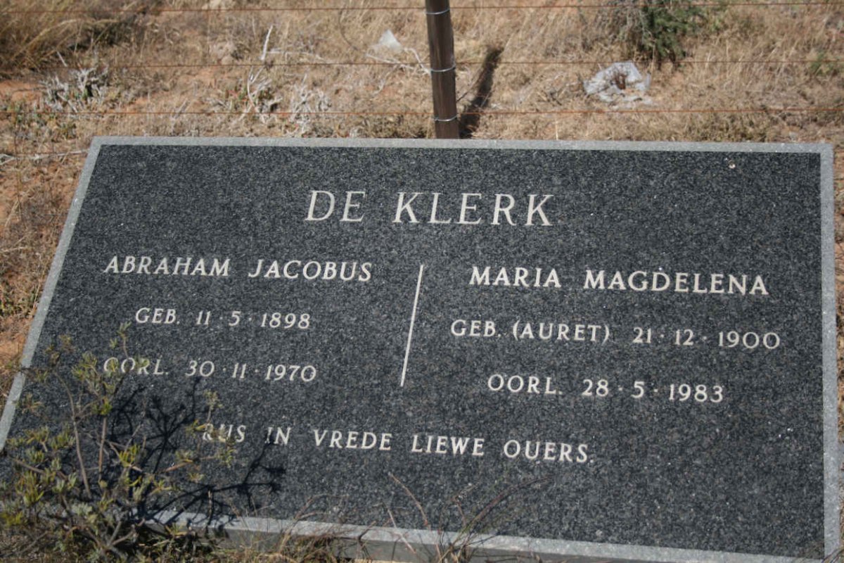 KLERK Abraham Jacobus, de 1898-1970 &amp; Maria Magdalena AURET 1900-1983