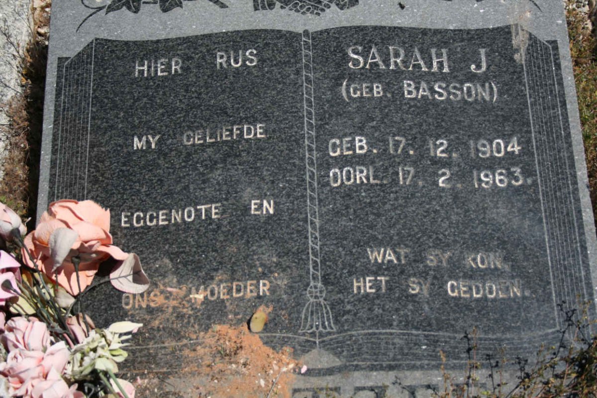 COETZEE Sarah J. nee BASSON 1904-1963