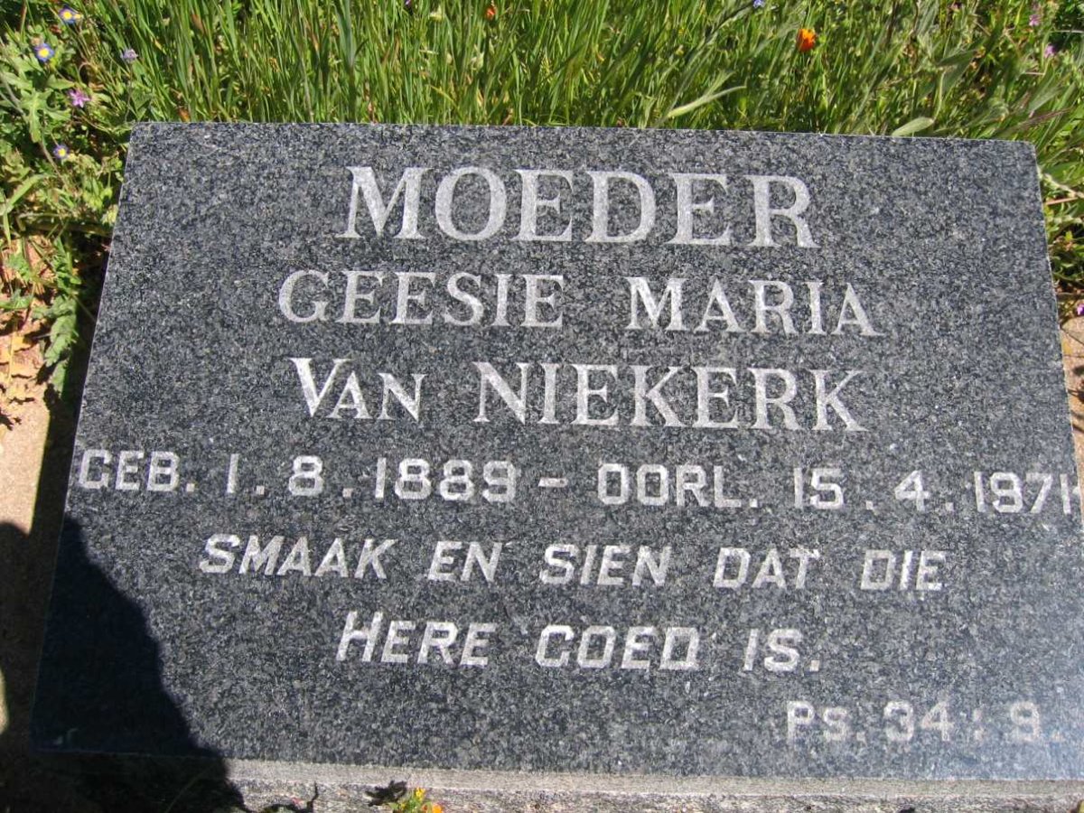 NIEKERK Geesie Maria, van 1889-1971