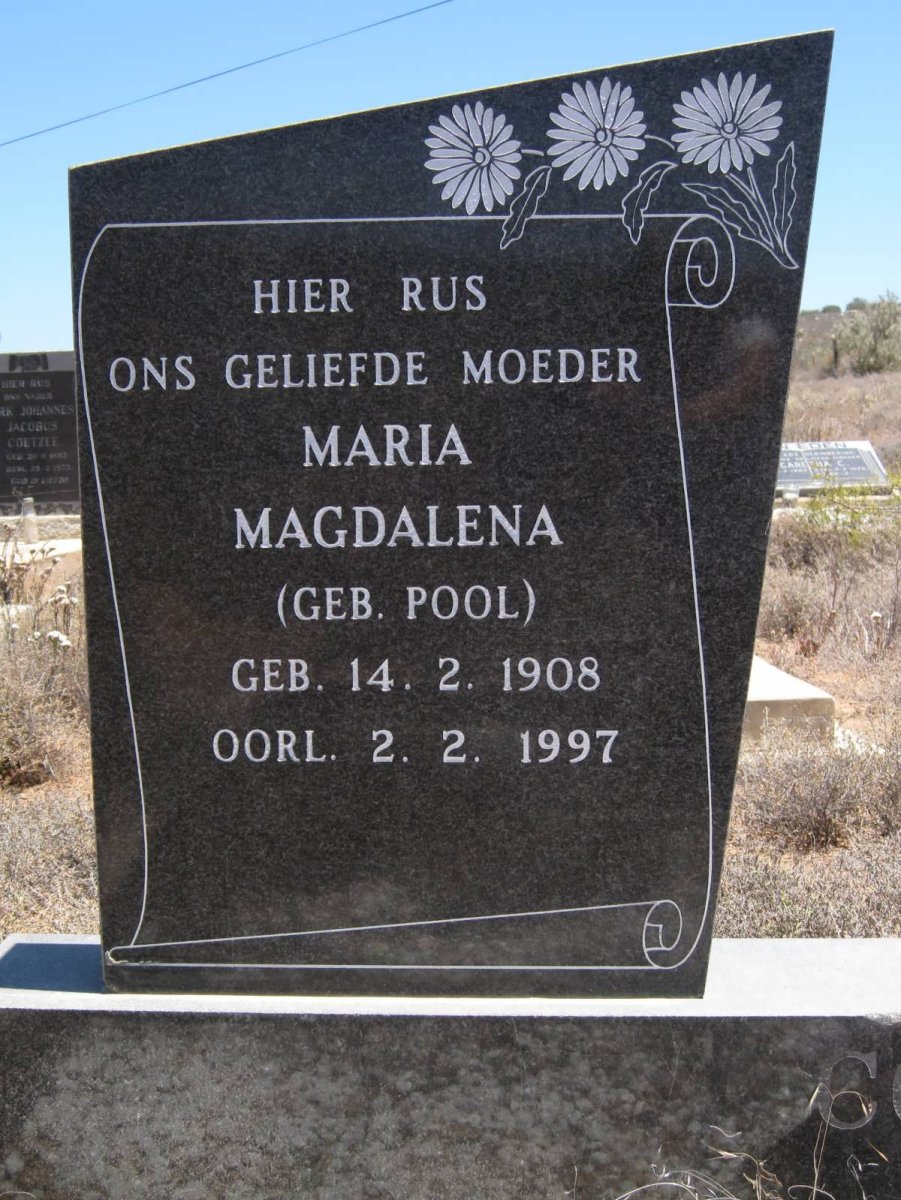 COETZEE Maria Magdalena nee POOL 1908-1997