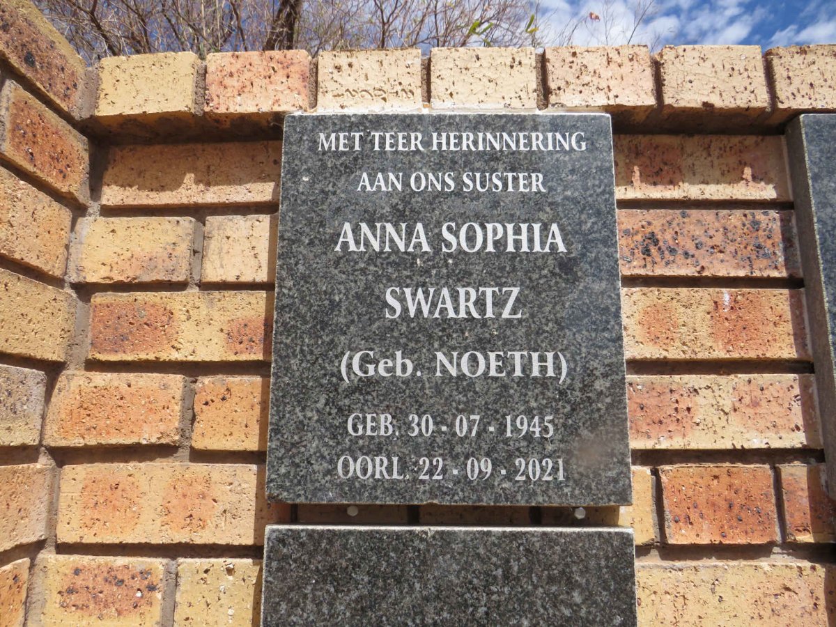 SWARTZ Anna Sophia nee Noeth 1945-2021