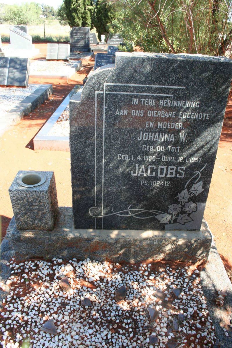 JACOBS Johanna W.  nee DU TOIT  1890-1957
