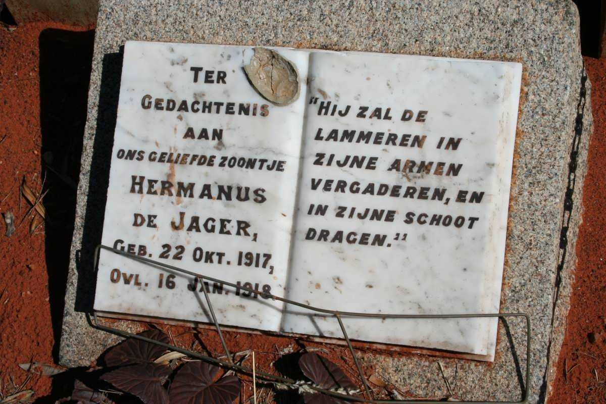 JAGER Hermanus, de 1917-1918