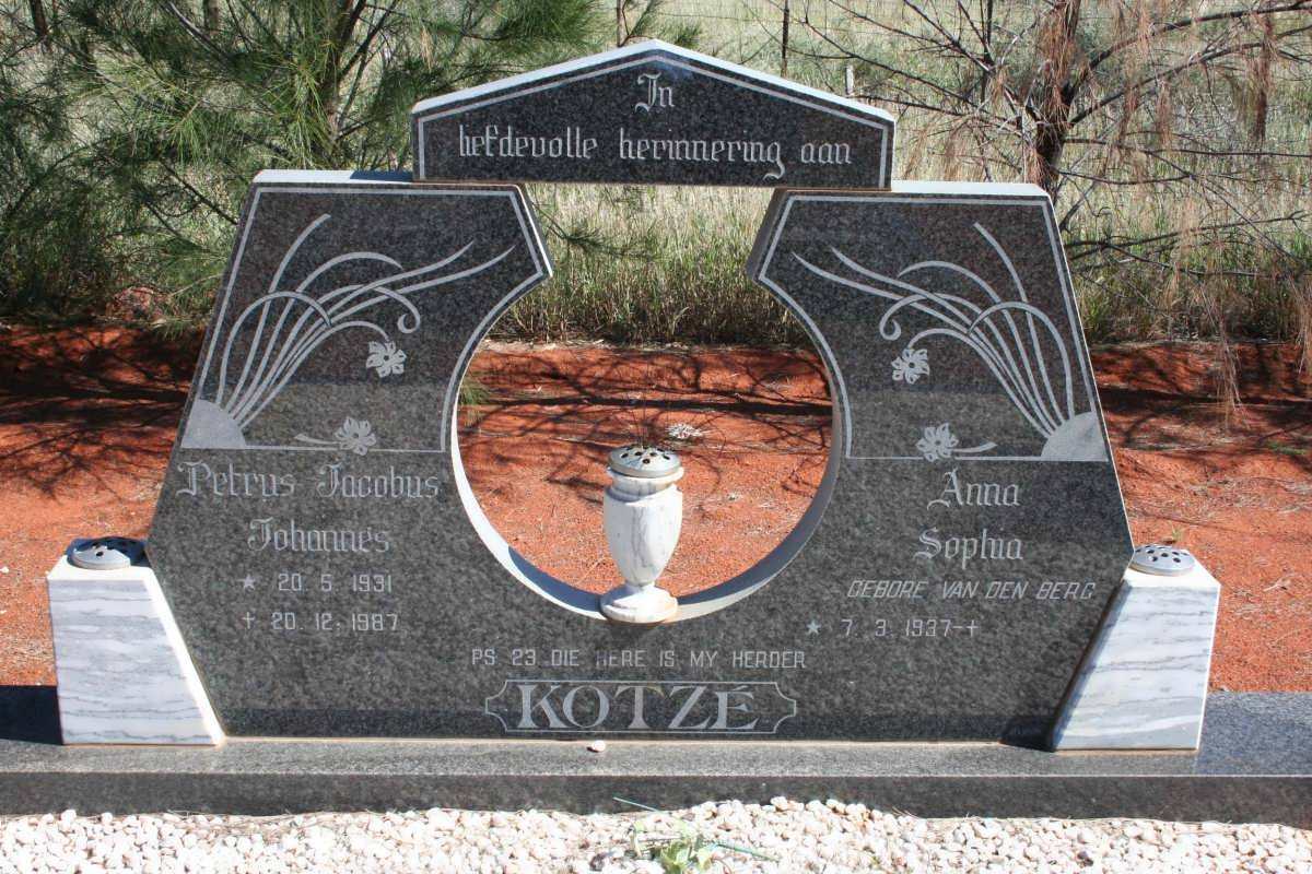 KOTZé Petrus Jacobus Johannes 1931-1987 en Anna Sophia VAN DEN BERG 1937-