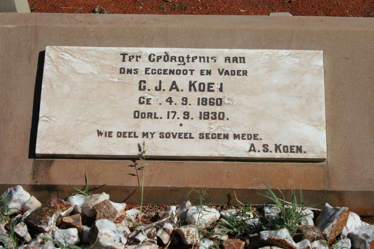 KOEN C. J. A. 1860-1930