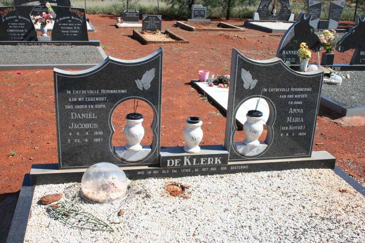 KLERK Daniël Jacobus, de  1930-1997 &amp; Anna Maria KOTZE 1934-