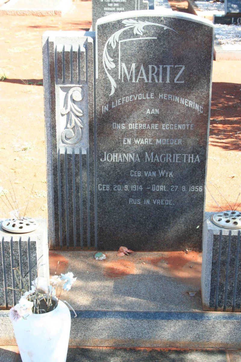 MARITZ Johanna Magrietha nee VAN WYK 1914-1956