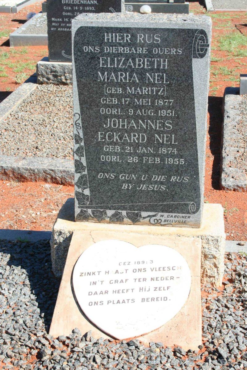 NEL Johannes Eckard 1874-1955 &amp; Elizabeth Maria MARITZ 1877-1951
