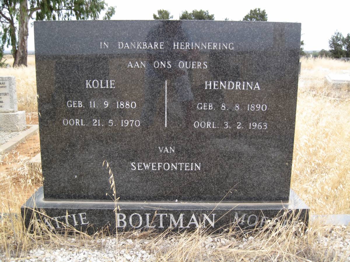 BOLTMAN Kolie 1880-1970 &amp; Hendrina 1890-1963