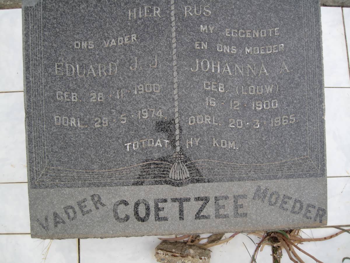 COETZEE Eduard J.J. 1900-1974 &amp; Johanna A. LOUW 1900-1965