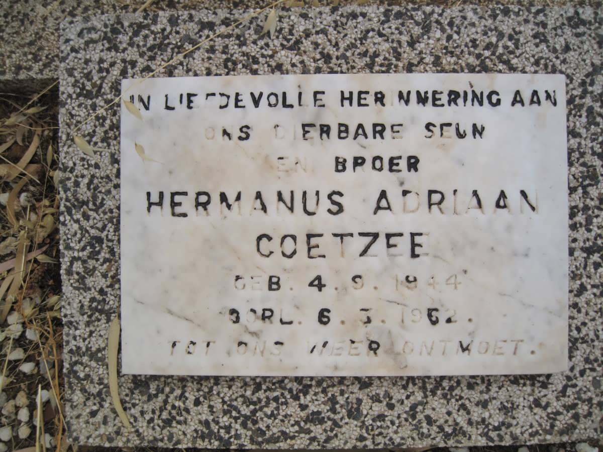 COETZEE Hermanus Adriaan 1944-1962