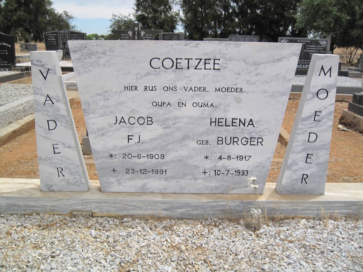 COETZEE Jacob F.J. 1909-1991 &amp; Helena BURGER 1917-1993