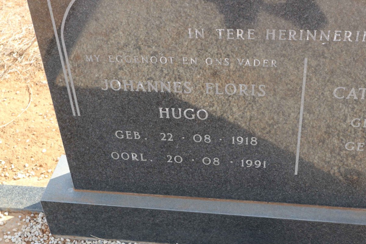 HUGO Johannes Floris 1918-1991 &amp; Catharina Helena STEENKAMP 1938-