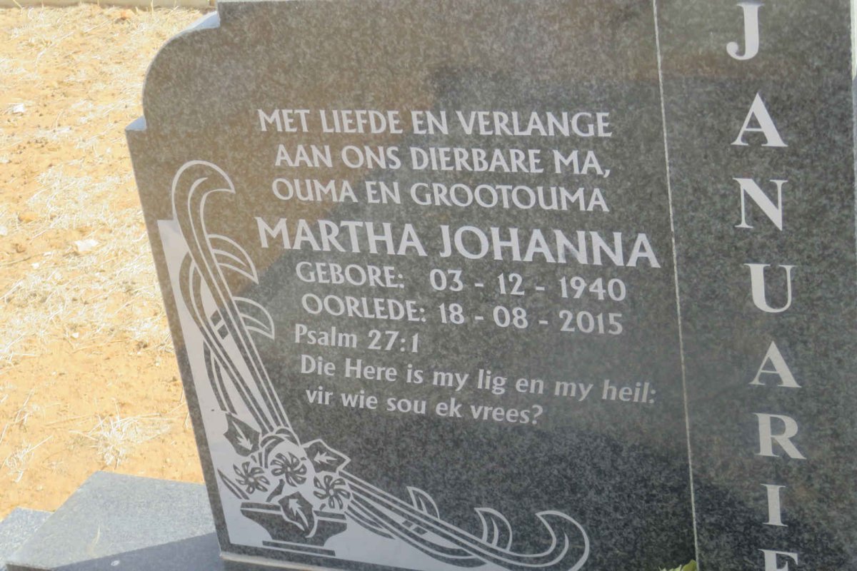 JANUARIE Skipper 1937-2010 &amp; Martha Johanna 1940-2015