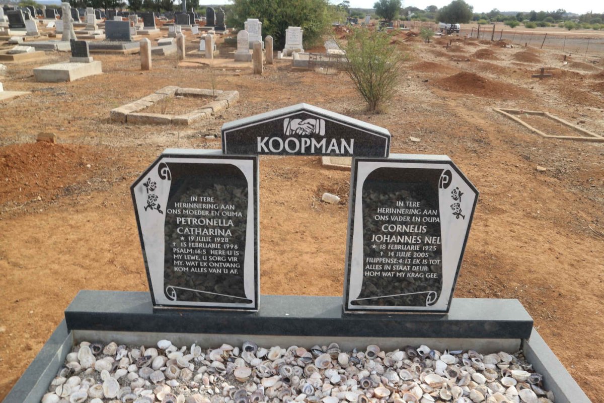 KOOPMAN Cornelis Johannes Nel 1925-2005 &amp; Petronella Catharina 1928-1996