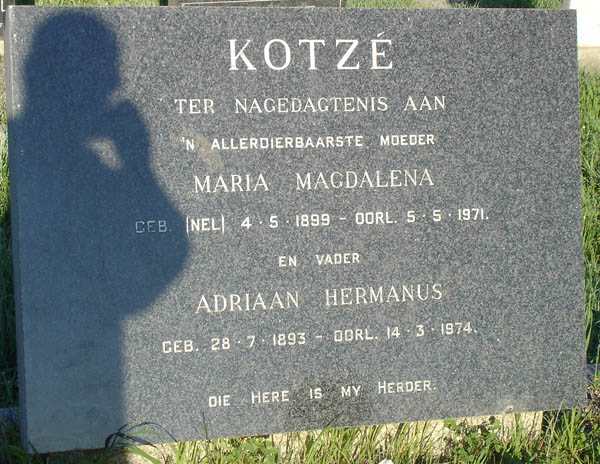 KOTZÉ Adriaan Hermanus 1893-1974 &amp; Maria Magdalena NEL  1889-1971