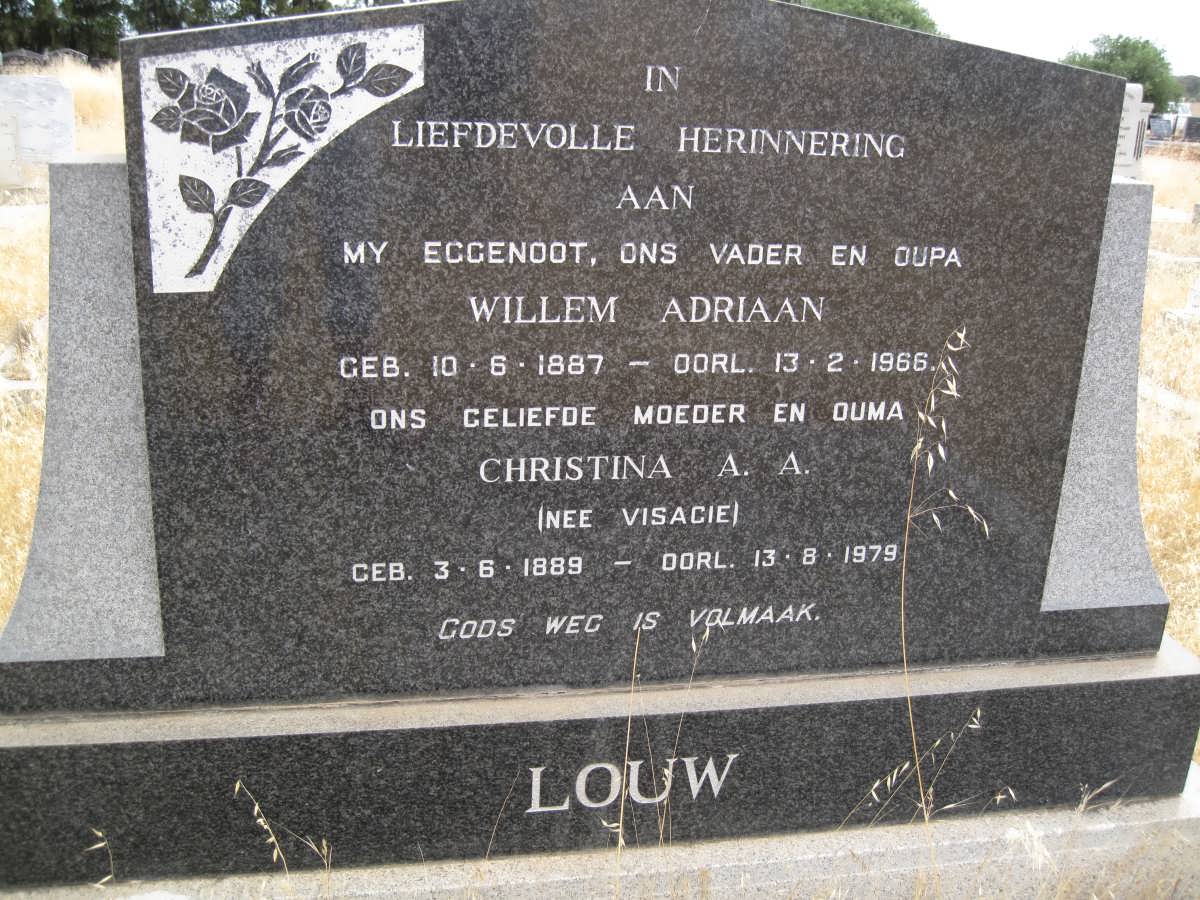 LOUW Willem Adriaan 1887-1966 &amp; Christina A.A. VISAGIE 1889-1979
