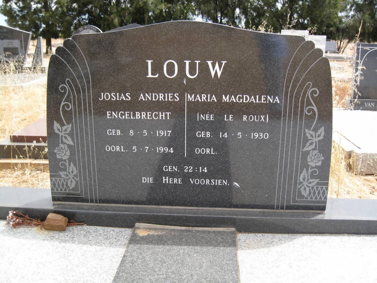 LOUW Josias Andries Engelbrecht  1917-1994 &amp; Maria Magdalena LE ROUX 1930-