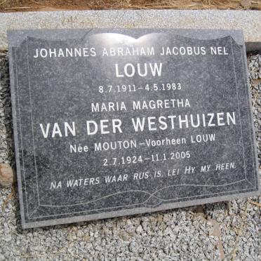 LOUW Johannes Abraham Jacobus Nel 1911-1983 &amp; Maria Magretha VAN DER WESTHUIZEN nee MOUTON 1924-2005