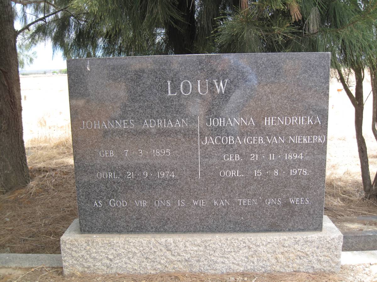 LOUW Johannes Adriaan 1895-1974 &amp; Johanna Hendrieka Jacoba VAN NIEKERK 1894-1978
