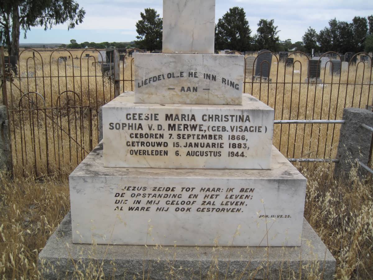 MERWE Geesie Maria Christina Sophia, v.d. nee VISAGIE 1866-1944