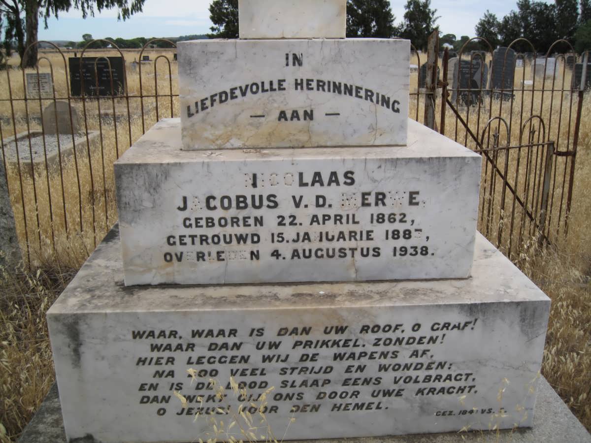 MERWE Nicolaas Jacobus, v.d. 1862-1938
