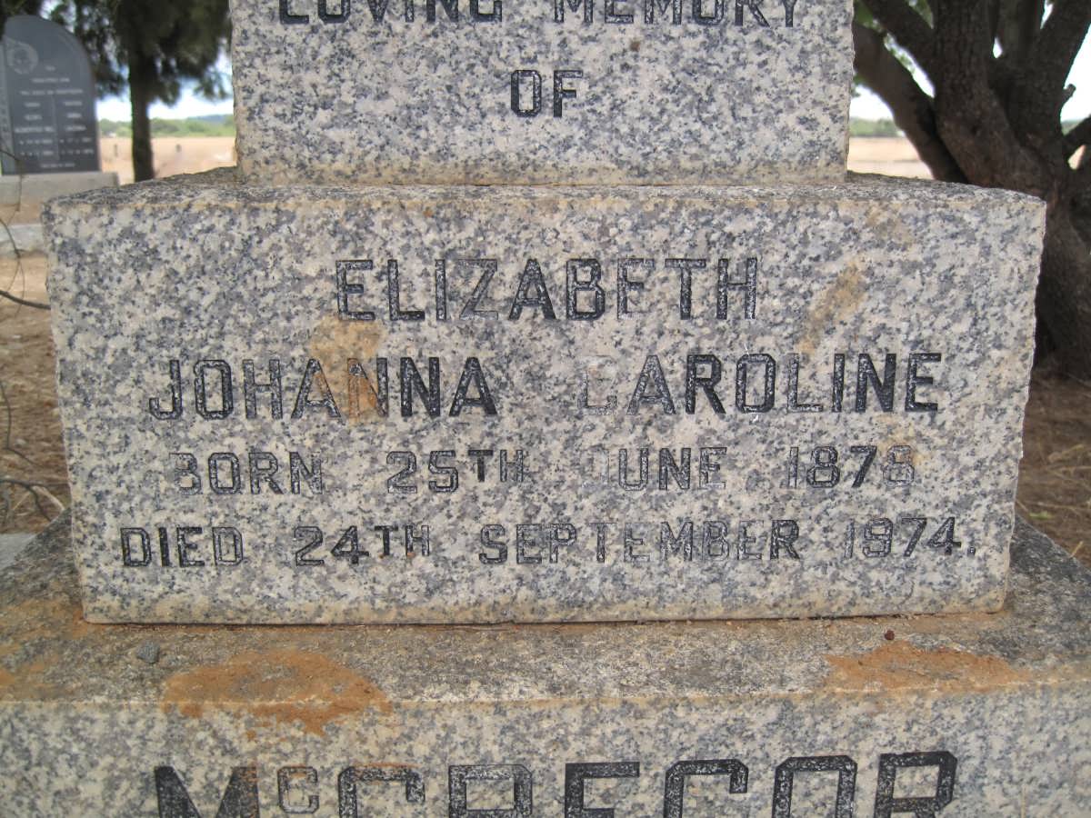McGREGOR Elizabeth Johanna Caroline 1876-1974