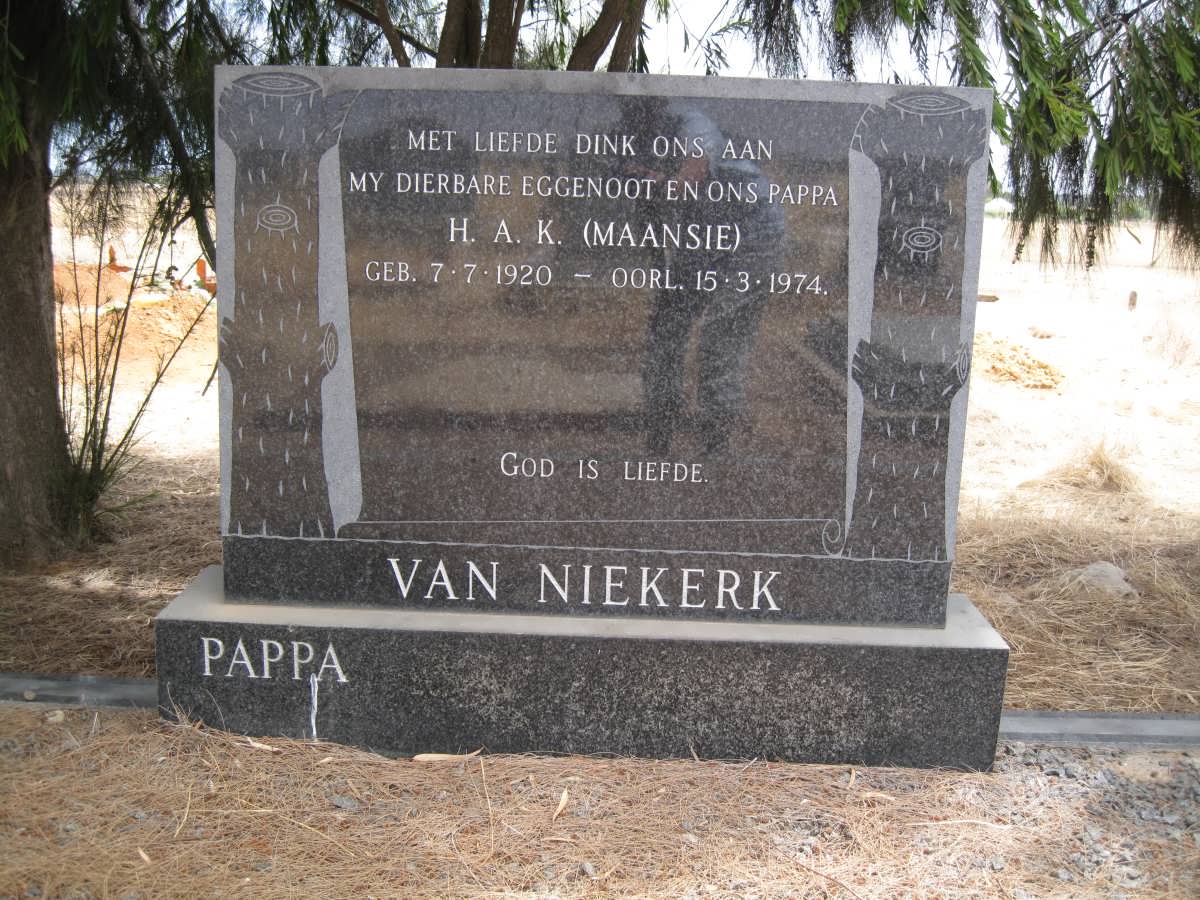 NIEKERK H.A.K., van 1920-1974