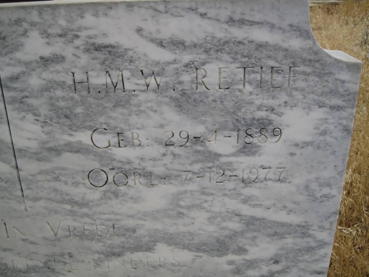 RETIEF H.M.W. 1889-1977