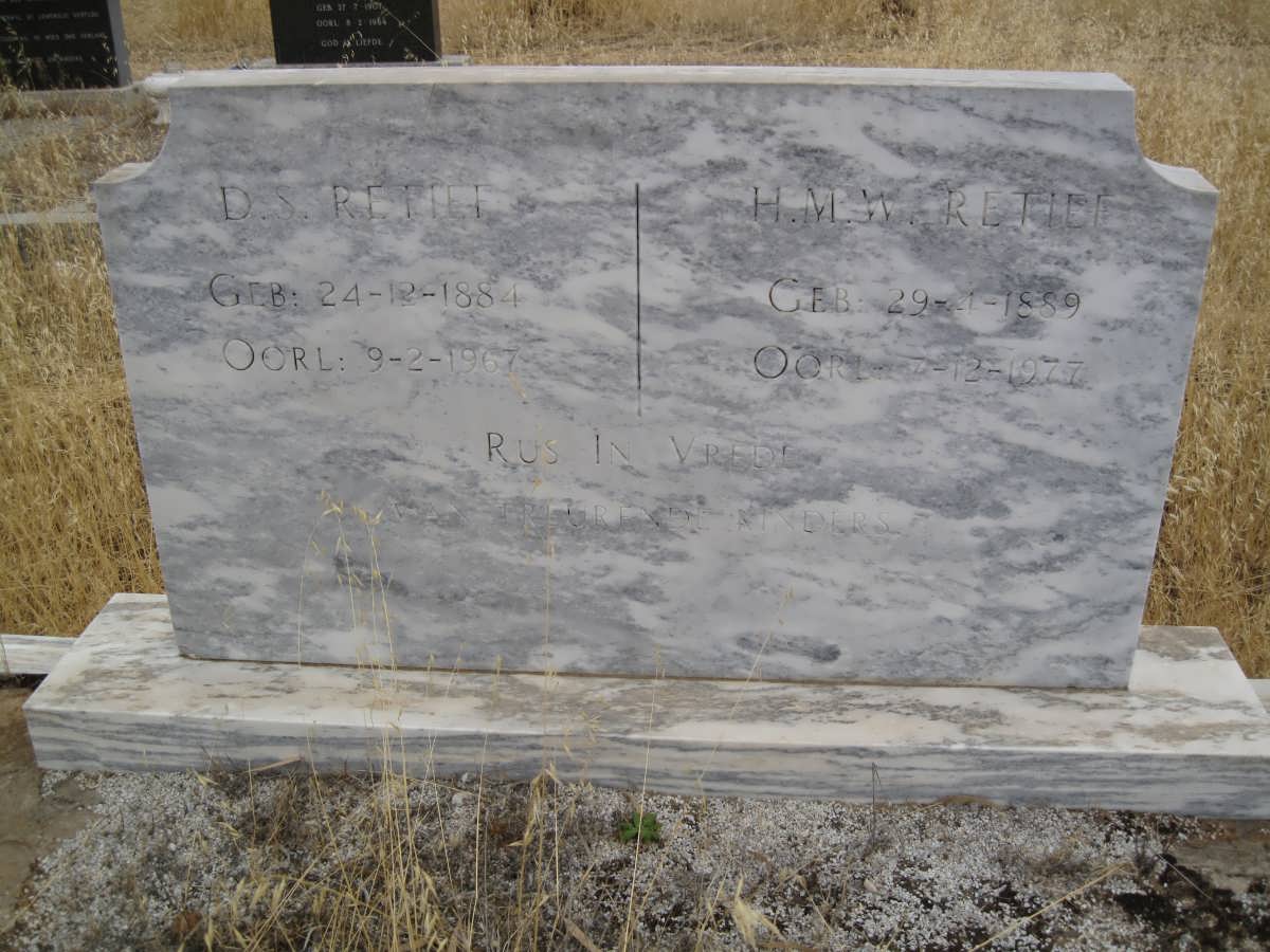 RETIEF D.S. 1884-1967 &amp; H.M.W. 1889-1977