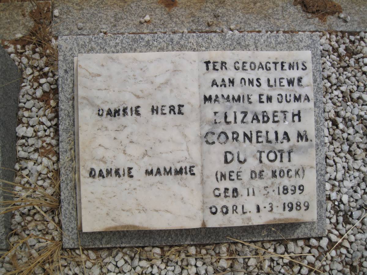 TOIT Elizabeth Cornelia, du nee DE KOCK 1899-1989