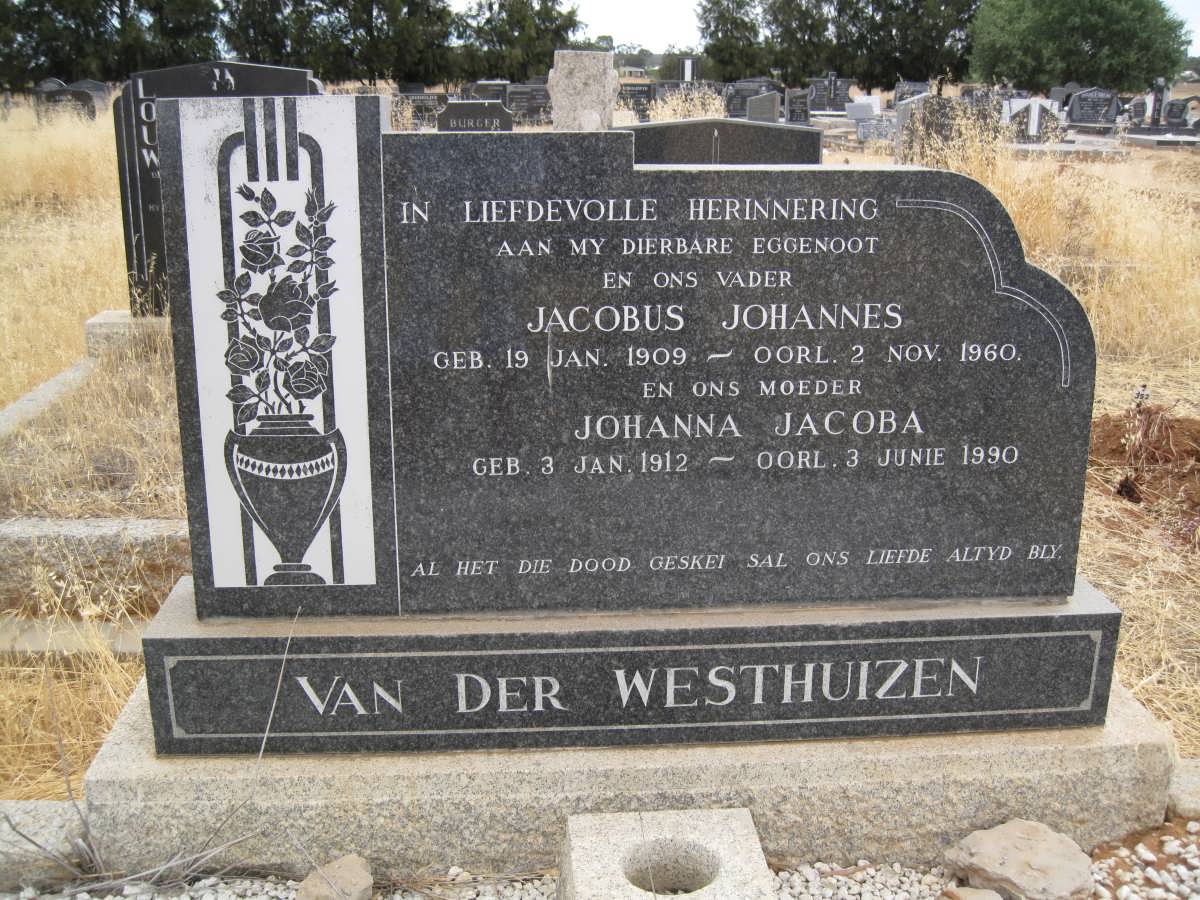WESTHUIZEN Jacobus Johannes, van der 1909-1960 &amp; Johanna Jacoba 1912-1990