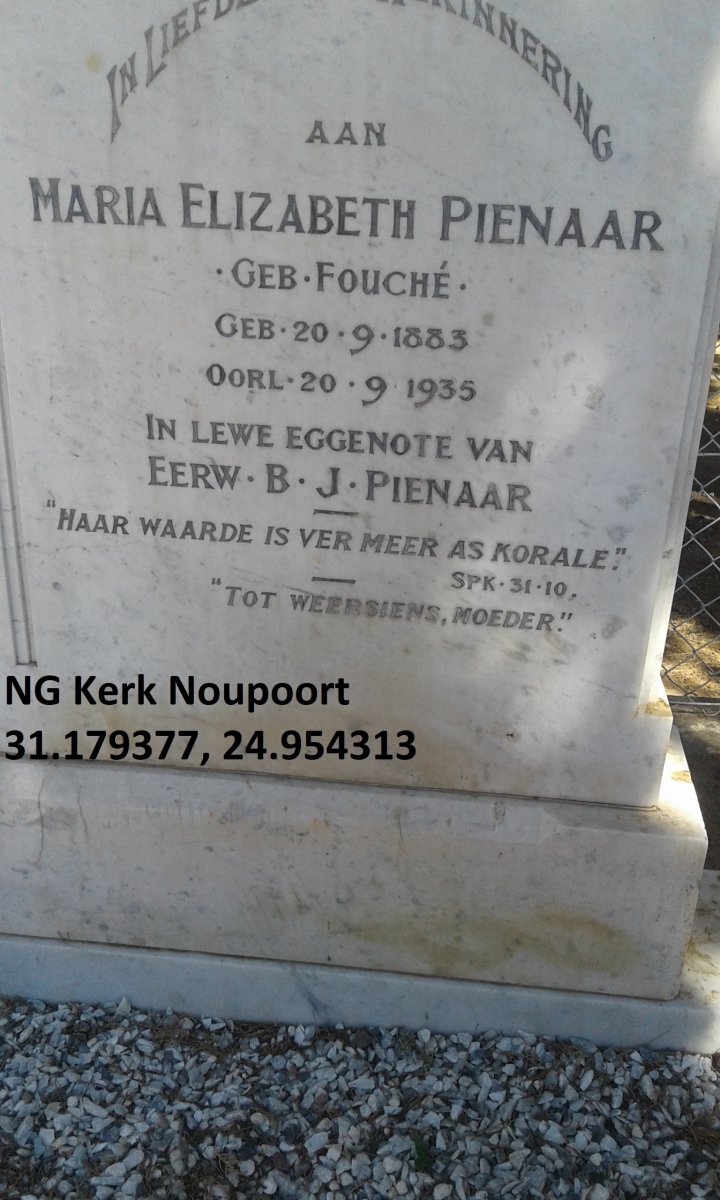 PIENAAR Maria Elizabeth nee FOUCHE 1883-1935