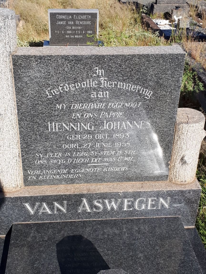 ASWEGEN Henning Johannes, van 1893-1958