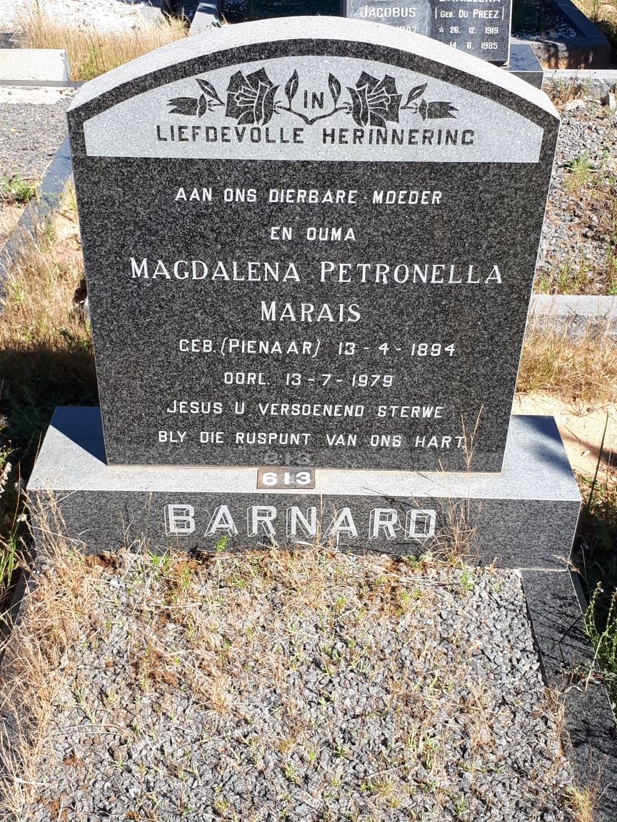 BARNARD Magdalena Petronella Marais nee PIENAAR 1894-1979