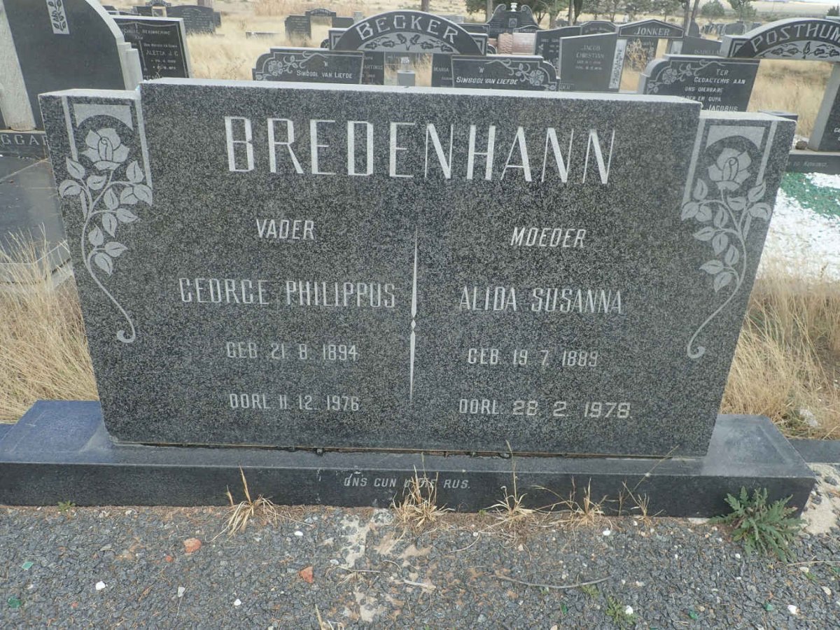 BREDENHANN George Philippus 1894-1976 &amp; Alida Susanna 1889-1978