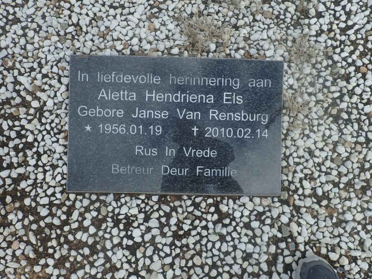 ELS Aletta Hendriena nee JANSE VAN RENSBURG 1956-2010