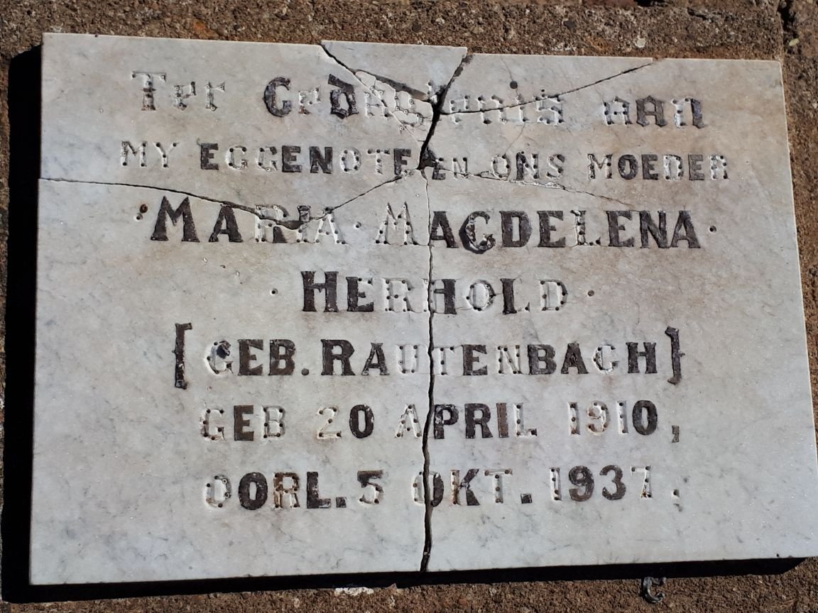 HERHOLD Maria Magdelena nee RAUTENBACH 1910-1937