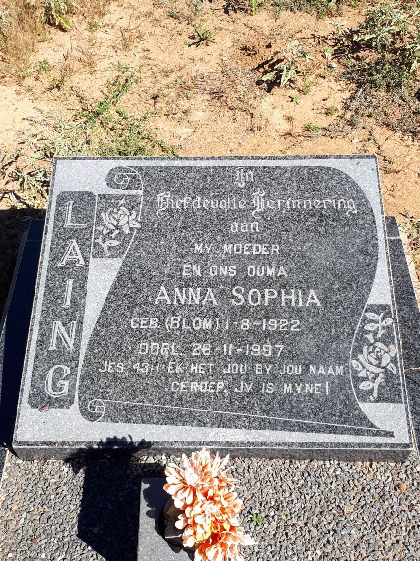 LAING Anna Sophia nee BLOM 1922-1997