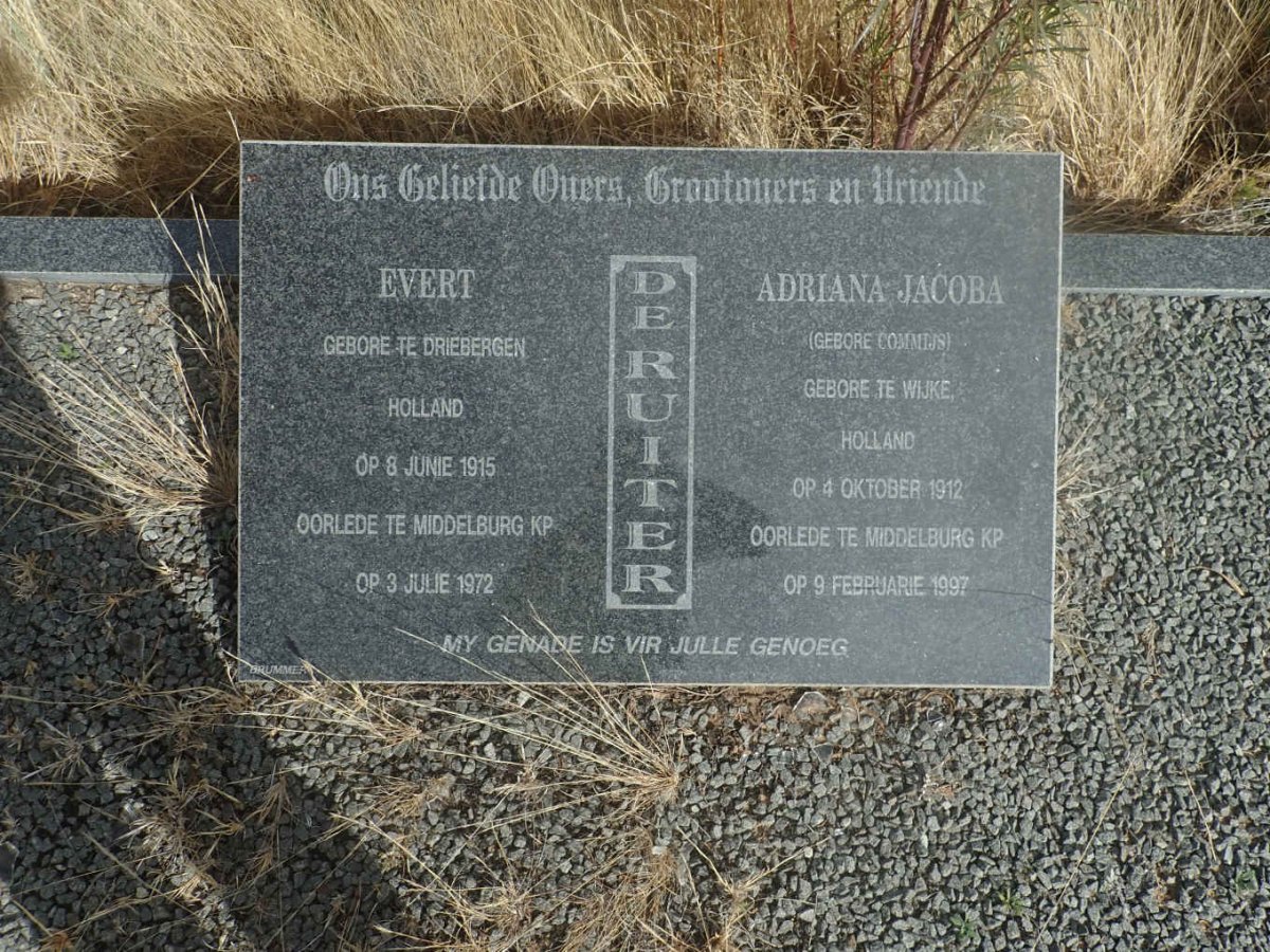 RUITER Evert, de 1915-1972 &amp; Adriana Jacoba COMMIJS 1912-1997