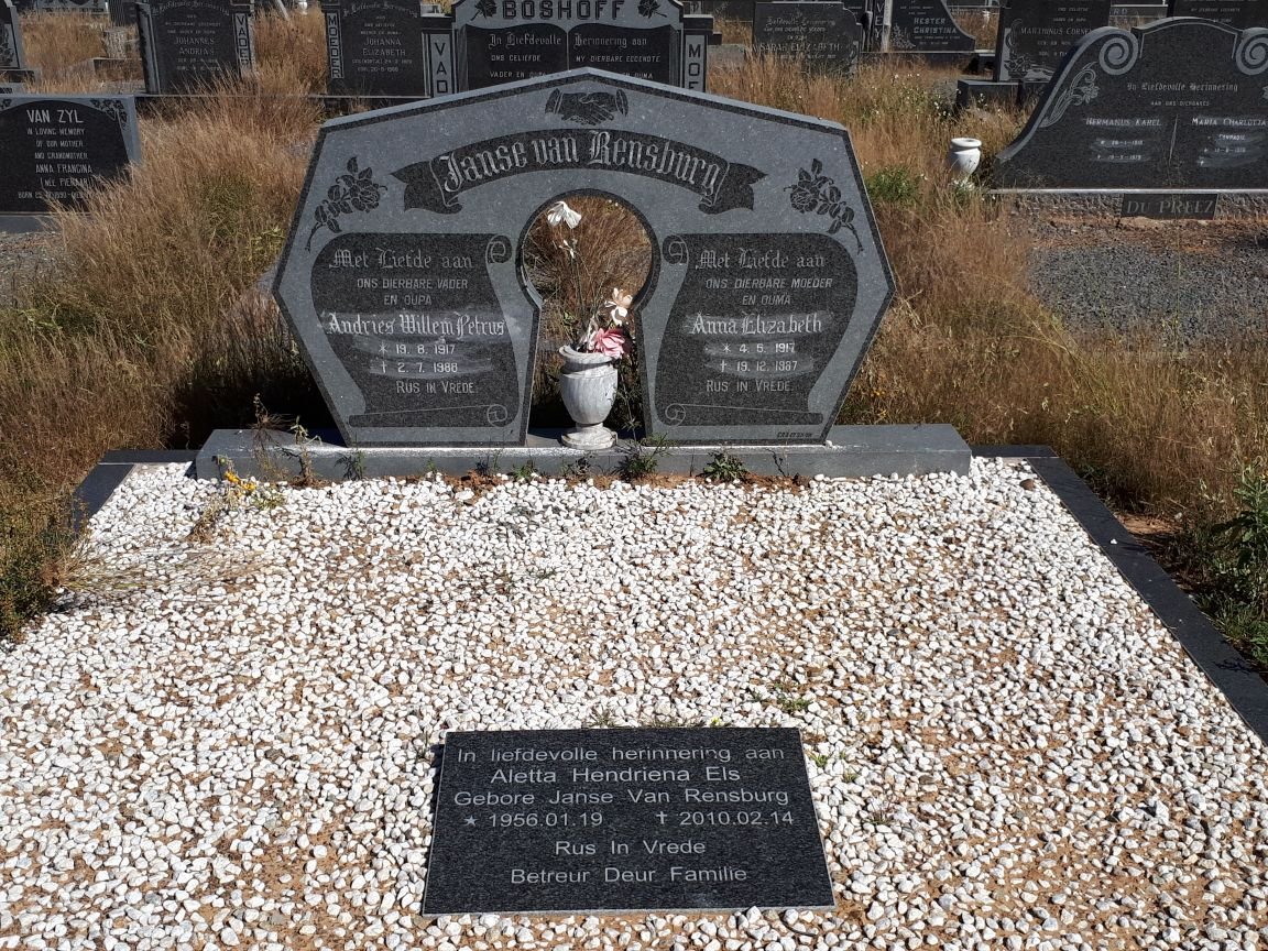 RENSBURG Andries Willem Petrus, Janse van 1917-1988 &amp; Anna Elizabeth 1917-1987