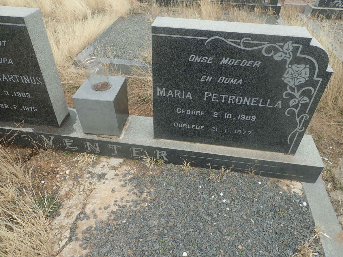 VENTER Jan Sarel Martinus 1903-1975 &amp; Maria Petronella 1909-1977