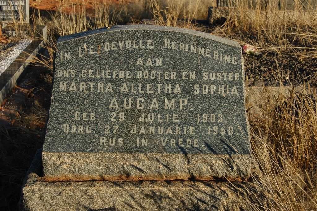 AUCAMP Martha Alletha  Sophia 1903-1950