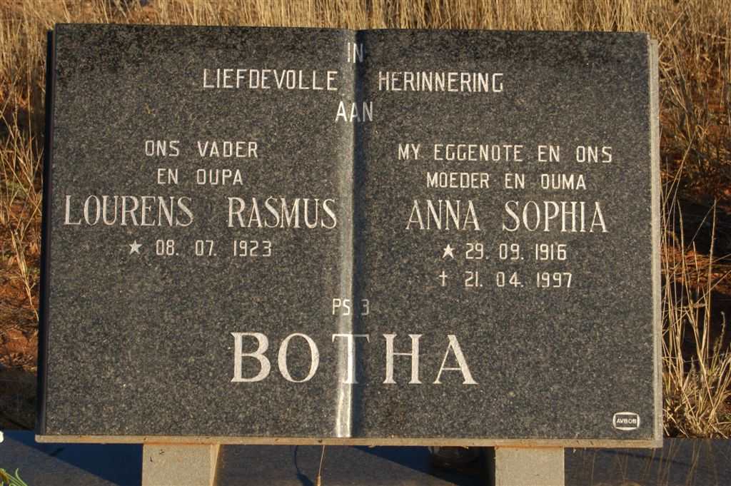 BOTHA Lourens Rasmus 1923- &amp; Anna Sophia 1916-1997