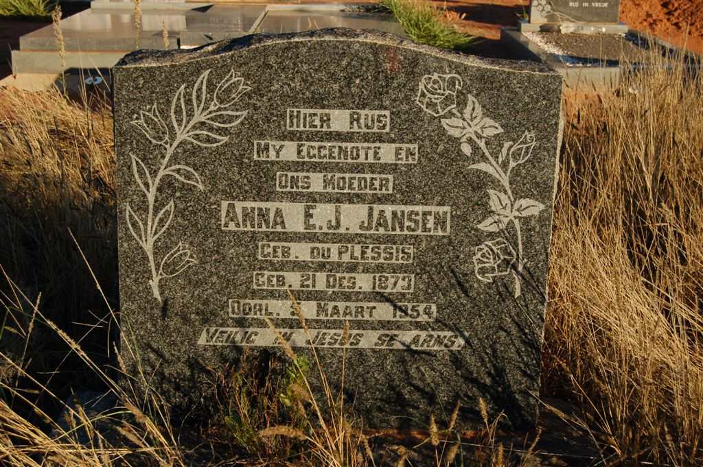 JANSEN Anna E.J. nee DU PLESSIS 1873-1954