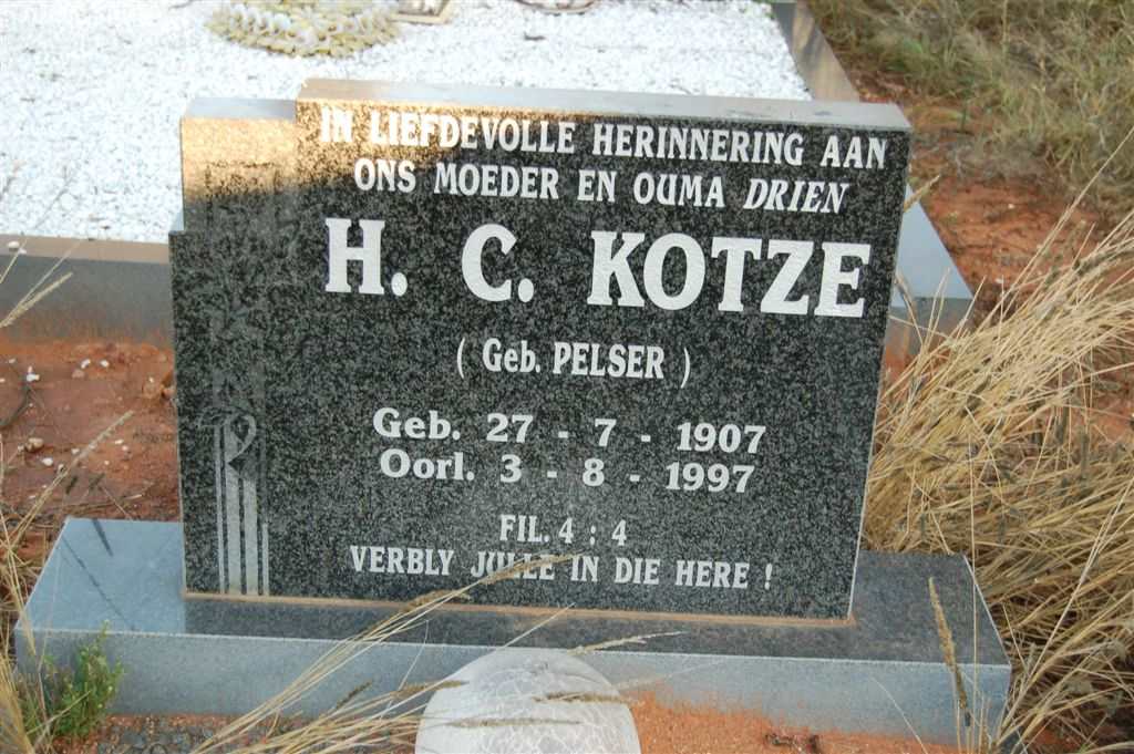 KOTZE H.C. nee PELSER 1907-1997
