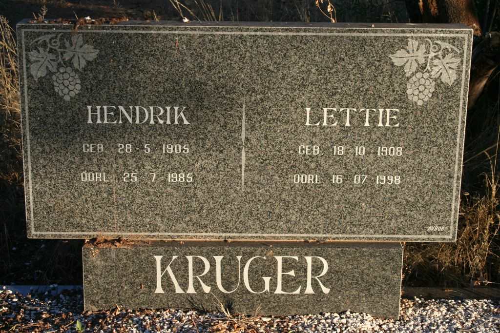 KRUGER Hendrik 1905-1985 &amp; Lettie 1908-1998