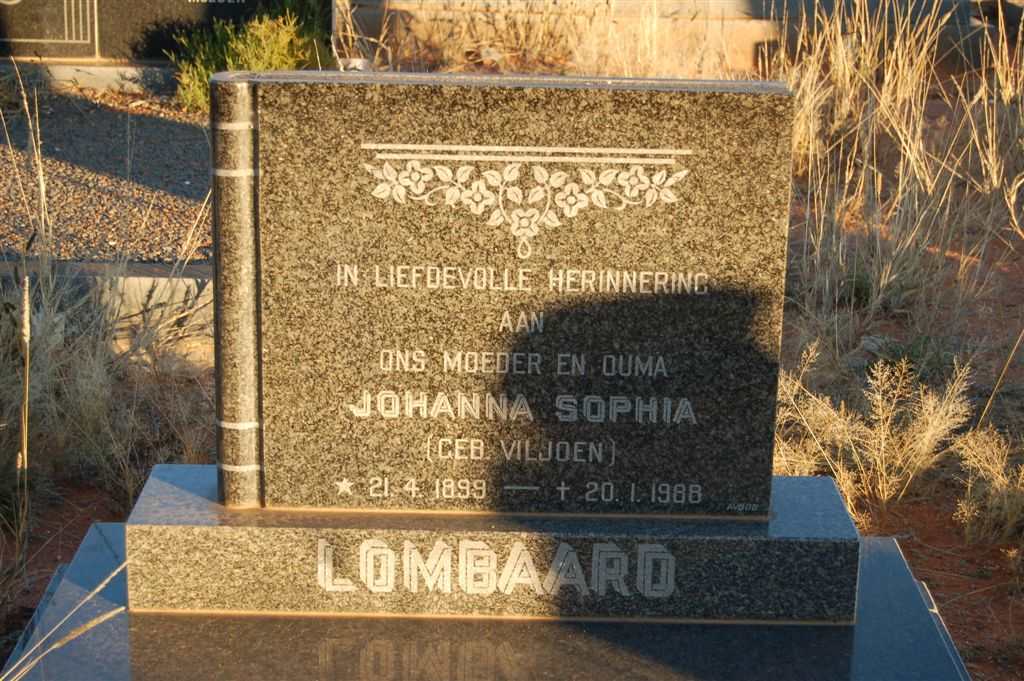 LOMBAARD Johanna Sophia nee VILJOEN 1899-1988