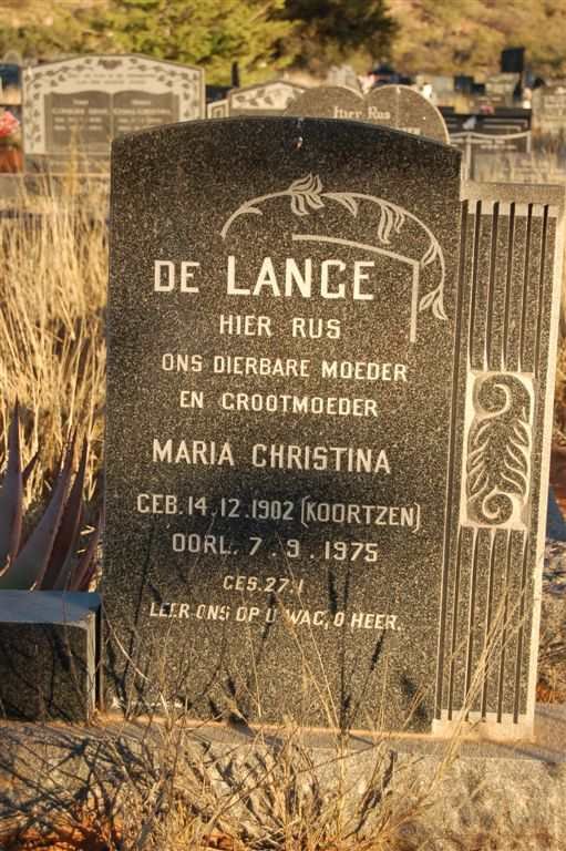 LANGE Maria Christina, de nee KOORTZEN 1902-1975